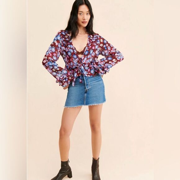 FREE PEOPLE Maybel Floral Blouse Size Small - Picture 1 of 12